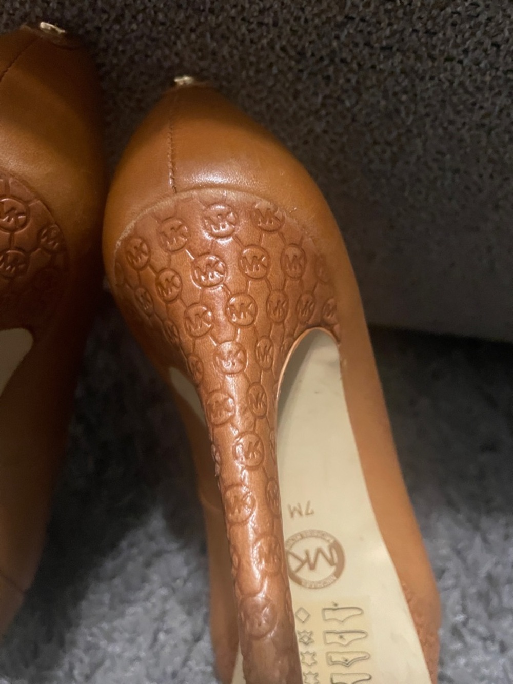 Michael Kors Cognac Leather Round-Toe Pumps - Picture 8 of 9
